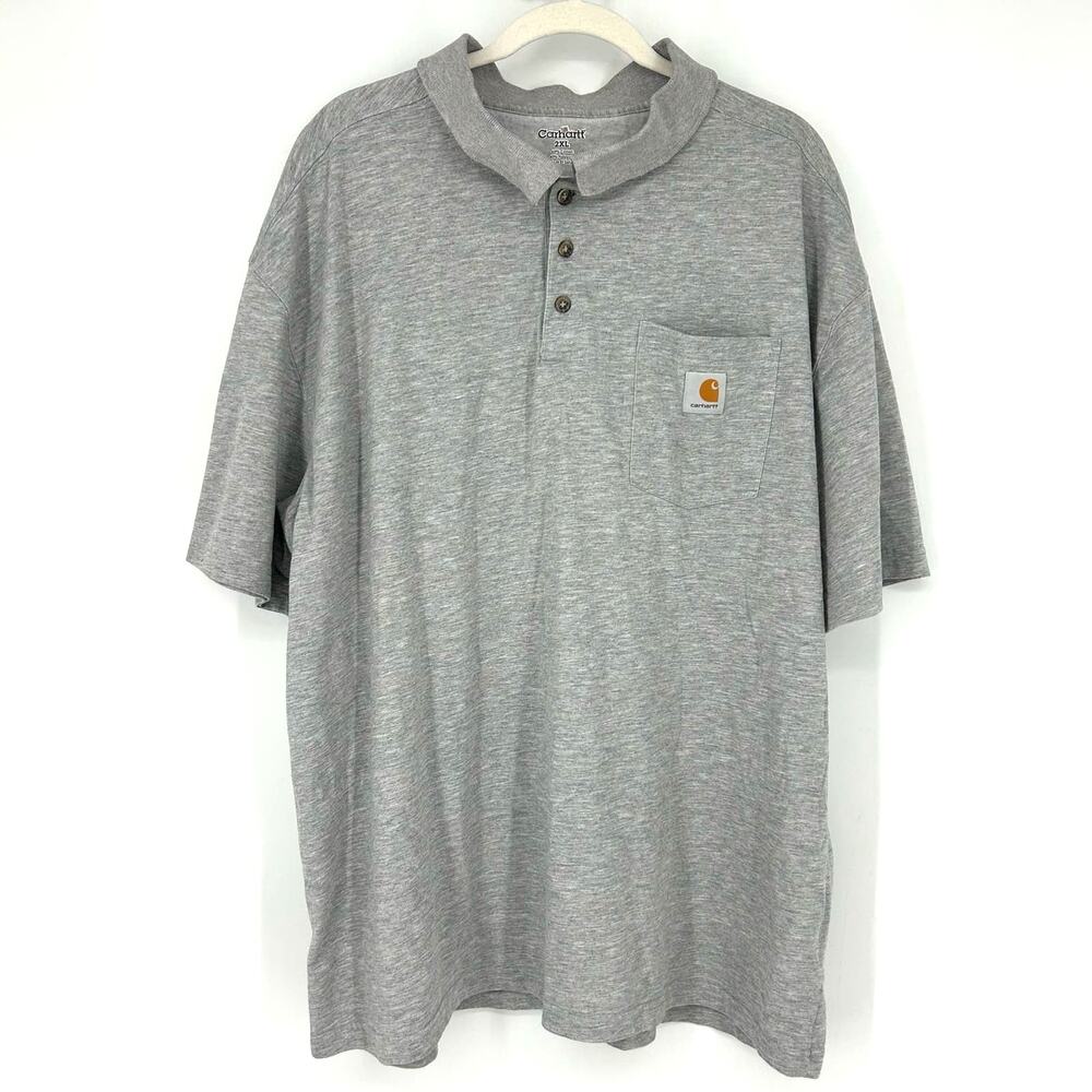 Carhartt‎ Polo Heather Gray Men's 2XL Front Pocket